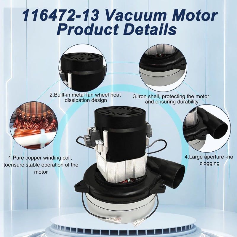 ZGTools 116472-13/116472-00 Vacuum Motor, Electric Vacuums Pump Blower Motor for ametek Lamb, 120V 2-Stage Central Vacuum Motor Blower Replacement for Vacuum Cleaner, Shop vac Motors for Industrial Cleaning - Image 5